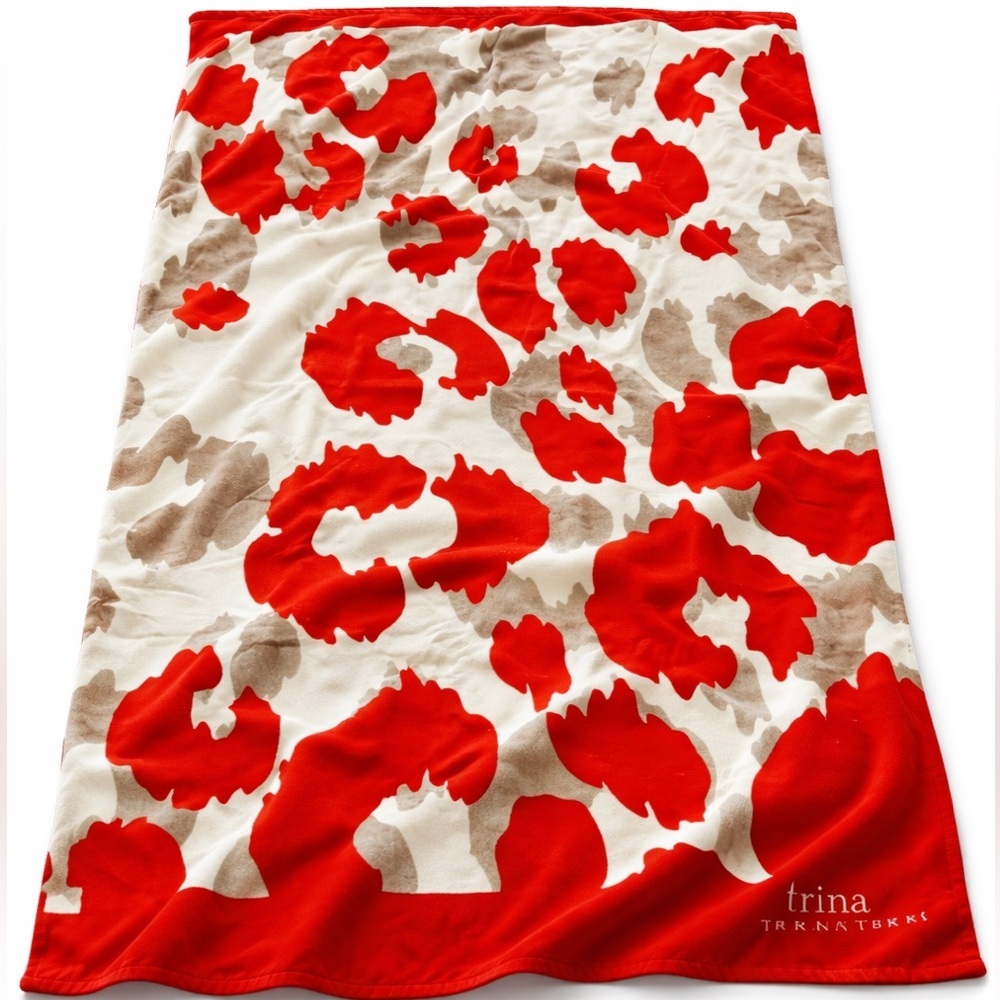 Trina Turk Retro Mod Abstract Beach Towel Orange Cream